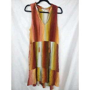 Sundance Knee Length Dress Multicolor Orange Size Large.
